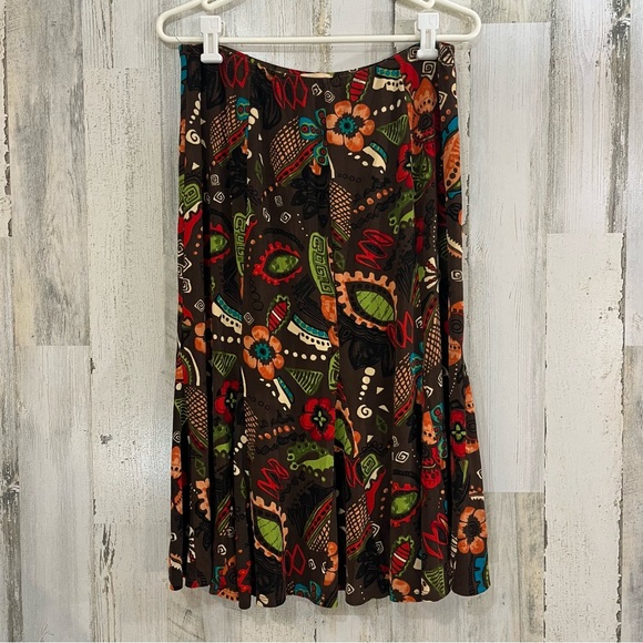 Choices 90s Y2K Style Brown with Design Midi Length Skirt super Stretchy - Picture 6 of 7